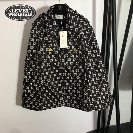 Gucci Double G Letter Print Woolen Cape Coat