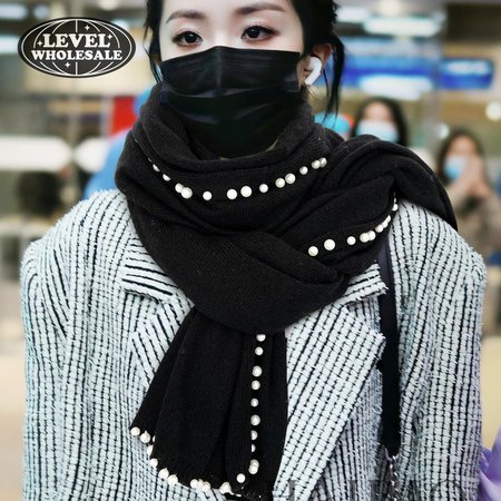 Chanel Pearl Knitted Shawl Scarf