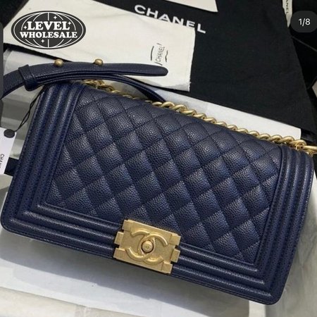 Chanel Boy Navy Blue Caviar Bag