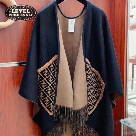 Fendi cloak Cashmere and Wool-blend Poncho Shawl