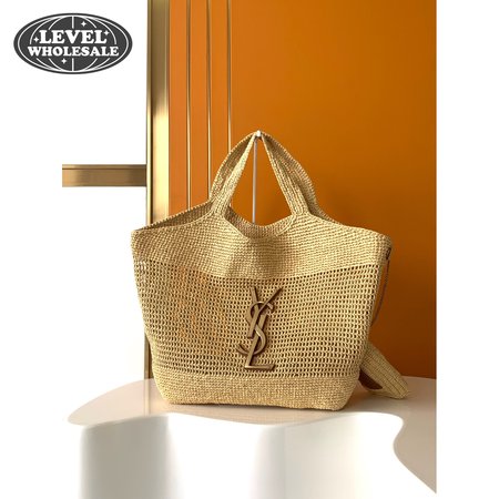 YSL ICARE Maxi Raffia Shopping Bag