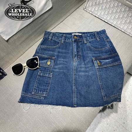 Celine Cargo Mini Skirt In Dark Union Wash Denim S-L