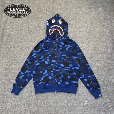 BAPE 1st Camo Jersey Shark Full Zip Hoodie S-2XL
