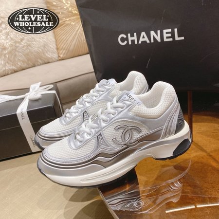 Chanel Sneakers Fabric & Laminated White/Silver 35-41