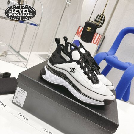 Chanel Sneakers Fabric & Suede Calfskin White/Black 35-40