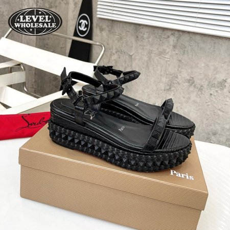 Christian Louboutin Sandals Pyraclou 60 mm Espadrilles Black 35-39