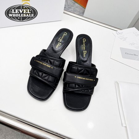 Dio(r)evolution Heeled Slide Black Quilted Cannage Calfskin 35-40