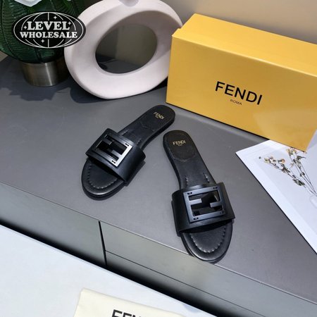 Fendi Baguette Black Leather Slides 35-40