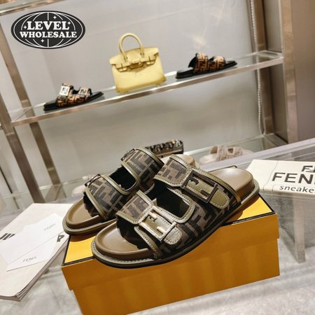 Fendi Feel Brown FF Fabric Slides 35-45