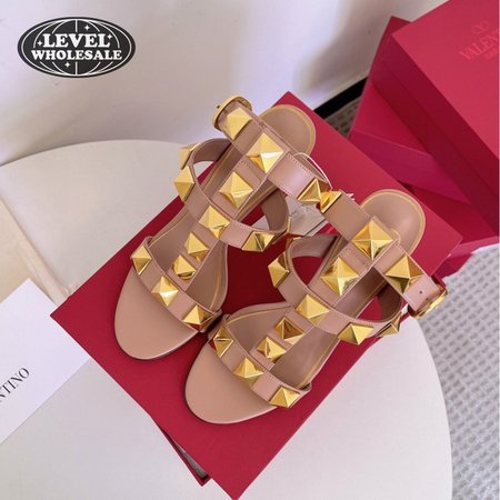 Valentino Roman Stud Calfskin Sandal 100mm Rose Cannelle 35-39