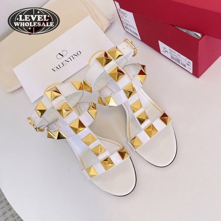 Valentino Roman Stud Calfskin Sandal 100mm White 35-39