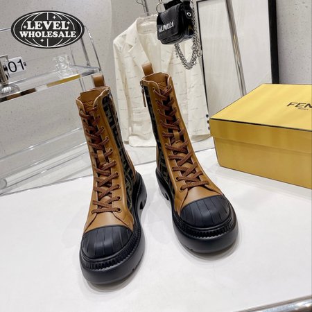 Fendi Domino Beige Leather Biker Boots 35-40