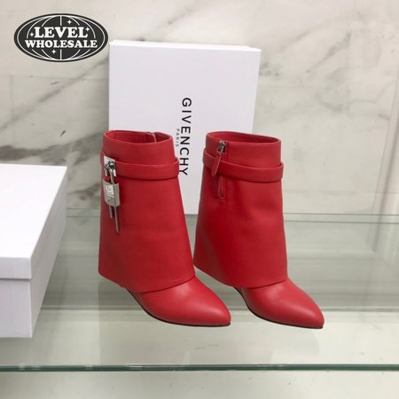 Givenchy Shark Lock Boots In Leather Red 35-39