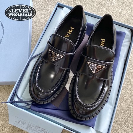 Prada Chocolate Brushed Leather Loafers 35-40